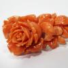 天然本珊瑚 薔薇バラ・ボタン 花彫 帯留 和装小物 売切